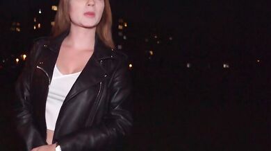 Public blowjob and more with Czech redhead