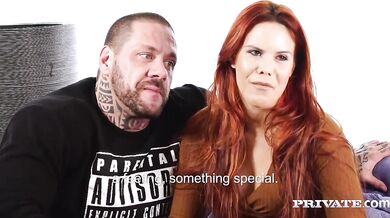 Muscular and tattooed big man fucks hot redhead!