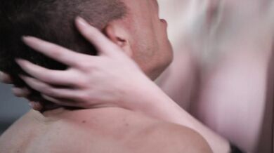 Freckled babe rides a big cock in the locker room