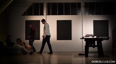 French skinny MILF getting fucked by three dicks in all her holes!