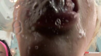 Deepthroat and mouth to mouth cum swap