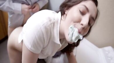 Hairy teenager fucks on washing machine