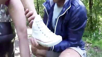 Teen fucks sports teacher outdoors