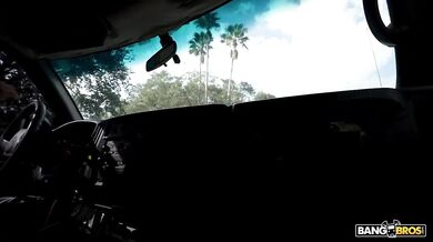 Curvy MILF fucked hard in moving vehicle