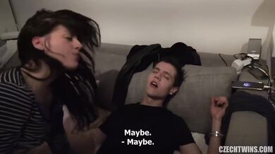 Czech twin get wild in homemade threesome sex