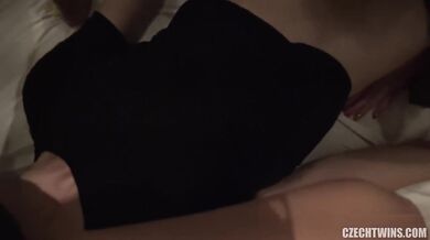 Czech twin get wild in homemade threesome sex