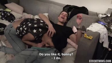Czech twin get wild in homemade threesome sex