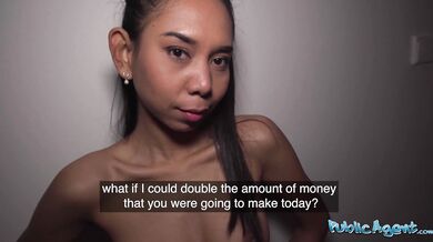 Asian babysitter with cute tits bends over for me