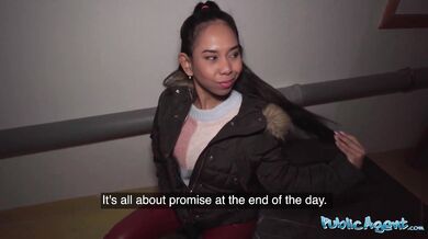 Asian babysitter with cute tits bends over for me