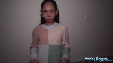 Asian babysitter with cute tits bends over for me