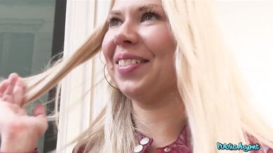 Blonde Natural Russian With Amazing Tits Fucked In Public Staircase