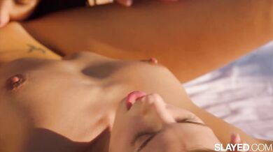 SLAYED - Best friends Little Caprice and Melena Tara eat each other's pussies at sunset