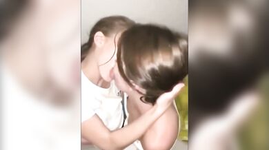Two girls blowjob and cum kissing in compilation