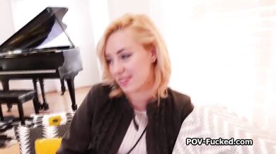 Big dick for cute blonde spinner on her first video shoot