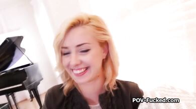 Big dick for cute blonde spinner on her first video shoot