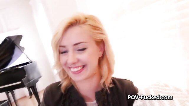 Big dick for cute blonde spinner on her first video shoot
