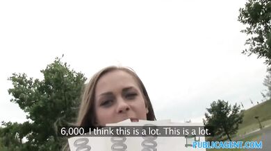 Petite Russian with great tits takes cock for cash