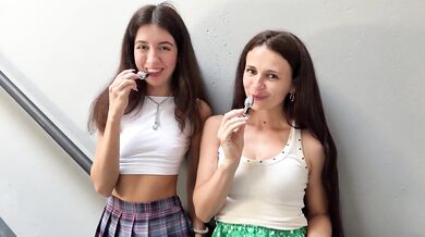The guys couldn't resist when we took off our panties in a cafe and put plugs in our asses
