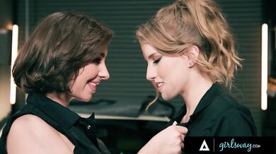 Auto Shop Owners Tommy King And Octavia Red Blow Off Steam With Sweaty Strap On Sex