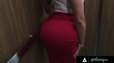Wild Coworkers Skylar Snow And Angel Youngs Almost Caught Having Sneaky Office Elevator Sex