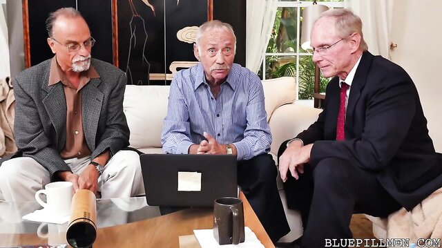 Raylin Ann gets her wet pussy pounded by three old guys