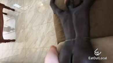 Black Beauty African Interracial Couch Anal