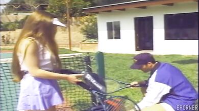 Sex during a tennis match in vintage porn