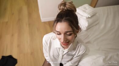 Shy young hotel maid Hope Heaven gets fucked by perverted hotel guest for money