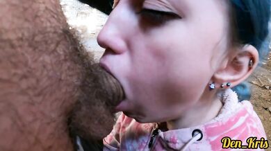 Cute schoolgirl has sex in abandoned building and gets cum on her face