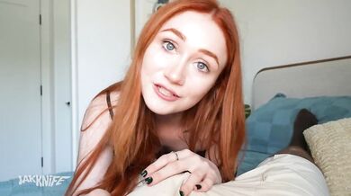 Petite redhead stepsister Scarlet Skies can't stop taking nude photos, so I can't resist!