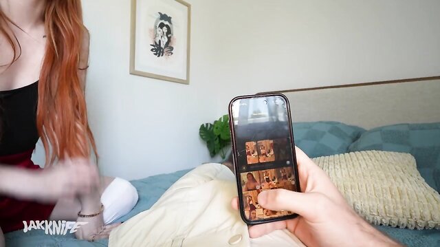 Petite redhead stepsister Scarlet Skies can't stop taking nude photos, so I can't resist!