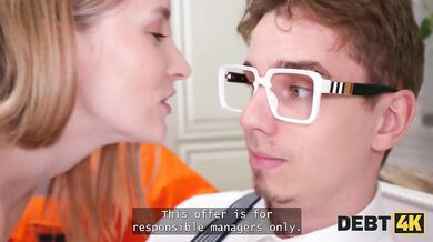 DEBT4k - Hot debtor Polly Yangs dances for two debt collectors and then gets fucked