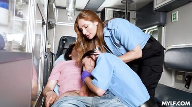 Hot Paramedics Skylar Snow and Alexa Chains Fix His Throbbing Cock
