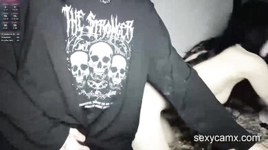 Hot goth teen gets load of cum after fucking horny tranny