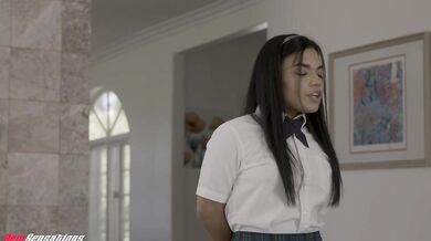 Asian Schoolgirl Examine His Balls For Study Purposes