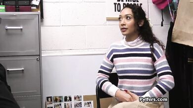 Latina Sarah gets caught stealing porn so the guard fucks her hard