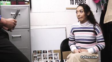 Latina Sarah gets caught stealing porn so the guard fucks her hard