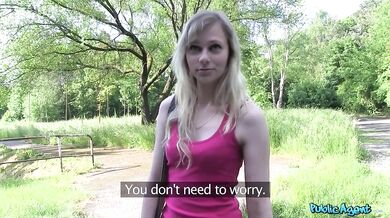 Sexy Blonde Drains Balls After Outdoor Casting