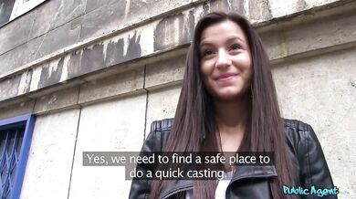Innocent Brunette Takes Money For Stranger Toilet Sex