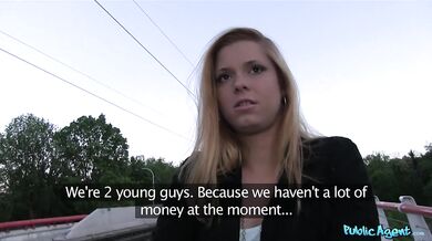 Pretty blonde is tempted by his pocket full of cash