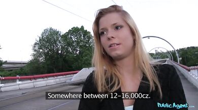 Pretty blonde is tempted by his pocket full of cash