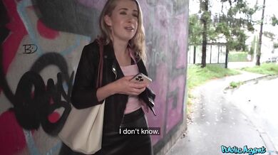Cute and hesitant students first public sex in the rain