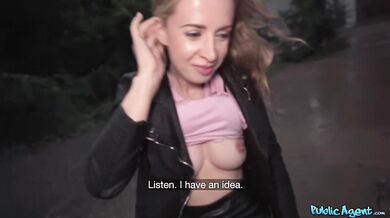 Cute and hesitant students first public sex in the rain