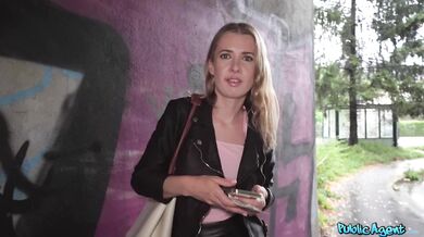 Cute and hesitant students first public sex in the rain