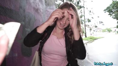 Cute and hesitant students first public sex in the rain