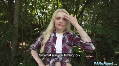 Stranded Hot Blonde Has A Bit Of Time For A Quick Outdoor Fucking