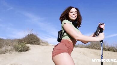 She shows her juicy ass on the trail and gets fucked hard