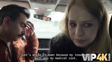 She pays for her mistakes with her tight pussy while her husband holds her