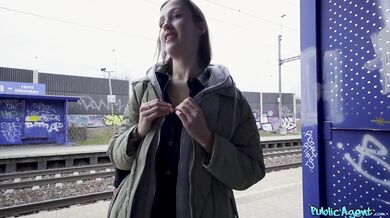 Blowjob in public at the train station and then fucked