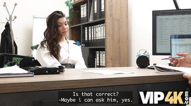 Sexy 18-year-old brunette gets fucked hard in the office to secure a loan